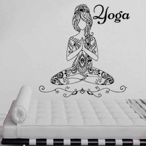 Yoga Meditate Pose Girls Wall Sticker